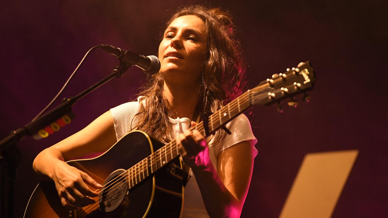 Shark is keen for the “hustle” of winning over new fans on her regional tour. Picture: Amy Shark performs solo at the Darwin Waterfront on NYE. Picture: Amanda Parkinson.