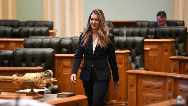 The new LNP member for the seat of Currumbin Laura Gerber at Parliament House in Brisbane. Picture: AAP