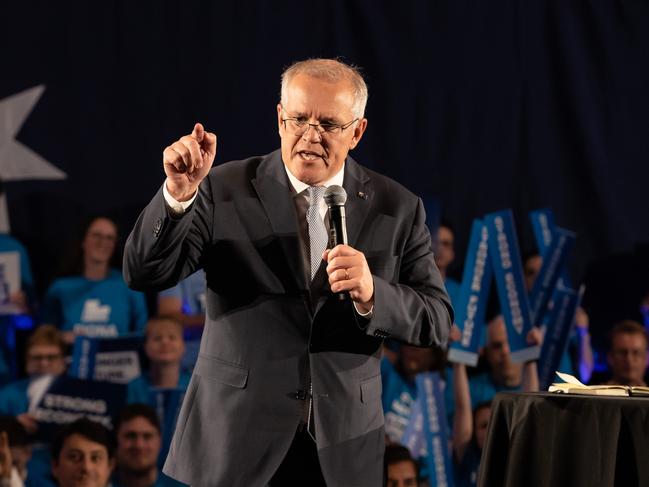 Scott Morrison at a Liberal campaign rally in Sydney. Picture: Jason Edwards