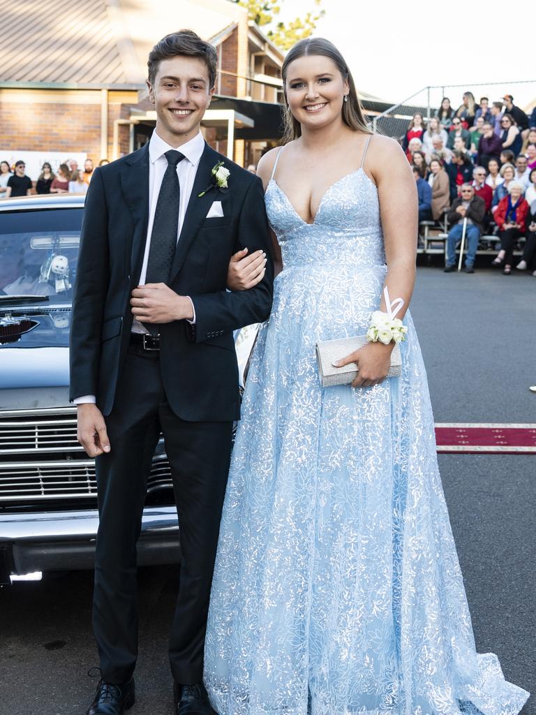 Graduate Grace Webcke with partner Ted Fatseas at Concordia Lutheran College valedictory dinner red carpet arrivals at Redlands campus, Friday, September 16, 2022. Picture: Kevin Farmer