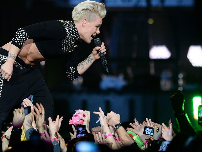 Pink performs at the MGM Grand Garden Arena. Picture: Ethan Miller/Getty Images.