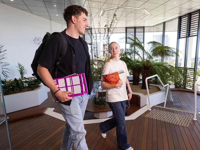 MELBOURNE, DECEMBER 19, 2024: Student about to start his course at Australian Catholic University Clyde Todd and his friend Cameron Crawford. Picture: Mark Stewart