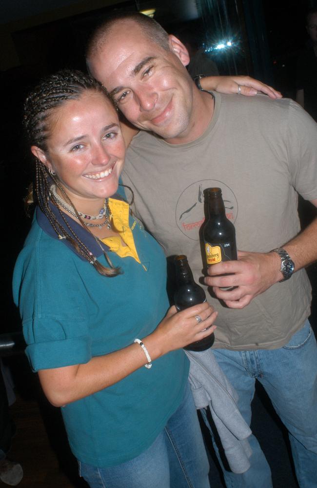 Sam Lewis and Pat Fitzgibbons enjoy their night a Vibes nightclub in July 2004. Picture: Sharyn Rosewarne.