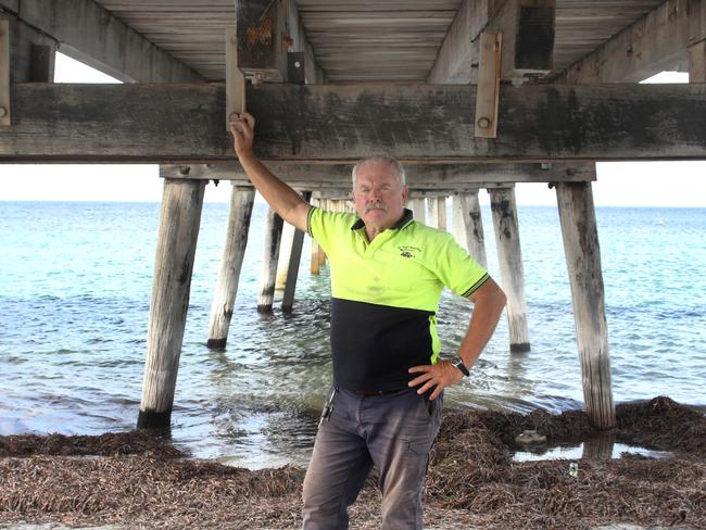 Save our Jetties campaign -  At Port Neil Jetty, Tumby Bay District Council Mayor, Geoff Churchett. 12 March 2024. Picture Dean Martin