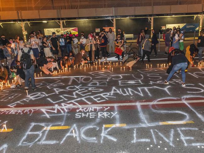 Protest in Brisbane for black death in custody at Queensland Police Roma Street Watchhouse, Friday, September 18, 2020 - Picture: Richard Walker