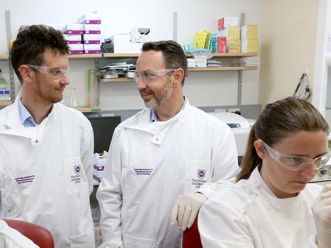 L to R,  Dr Keith Chappell UQ school of chemistry and molecular biosciences, with Dr Trent Munro, and their team in the lab, UQ scientists have been charged with developing a Coronavirus vaccine ASAP, St Lucia, Friday 24th January 2020 - Photo Steve Pohlner