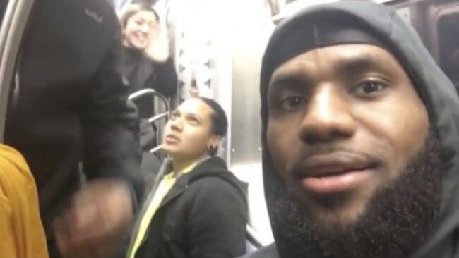 LeBron James and his Cleveland Cavaliers teammates took the subway while in New York before their game against the Knicks. Screenshot via Uninterrupted.