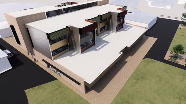 An artist’s impression of an aerial view over Unley High School once the proposed upgrade is complete.