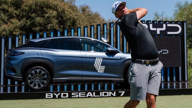 BYD unveiled the Sealion 7 at the LIV Golf event in Adelaide, with star player Talor Gooch. Picture: Supplied