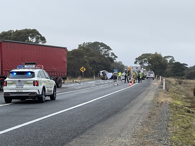 A 50 year old Mallala man died after his car collided with a truck at Culburra in the state’s south east in the early hours of Saturday morning. Photo: Nine News.