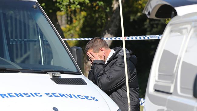 Police at the scene of an alleged murder in Metford. Picture: Peter Lorimer