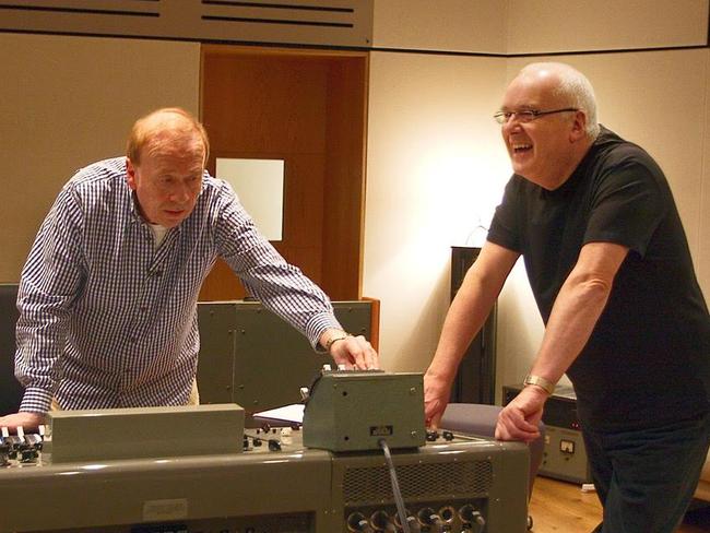 Geoff Emerick and fellow Sgt Pepper’s sound engineer Richard Lush in the studio.