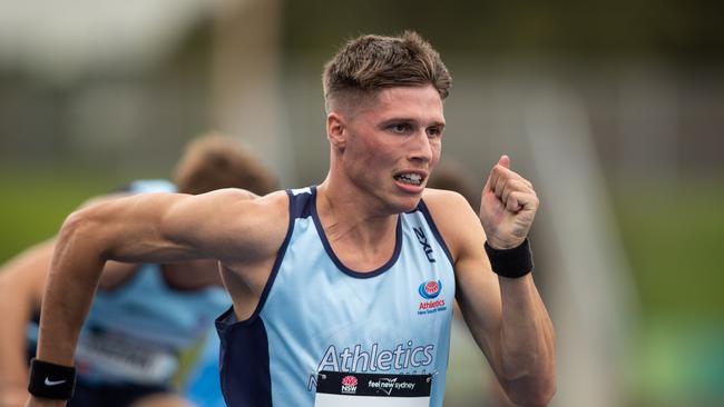 NSW athlete Mitchell Lightfoot from Largs winning gold at a state meet.