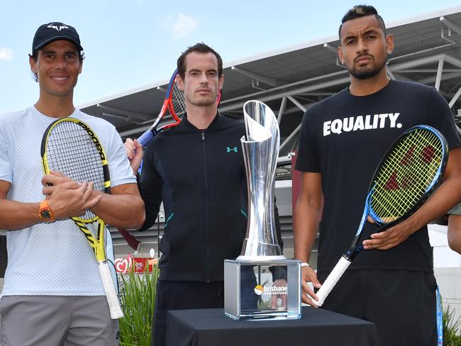 Andy Murray competed at the 2019 Brisbane International with Rafael Nadal and Nick Kyrgios. Picture: AAP Image/Darren England