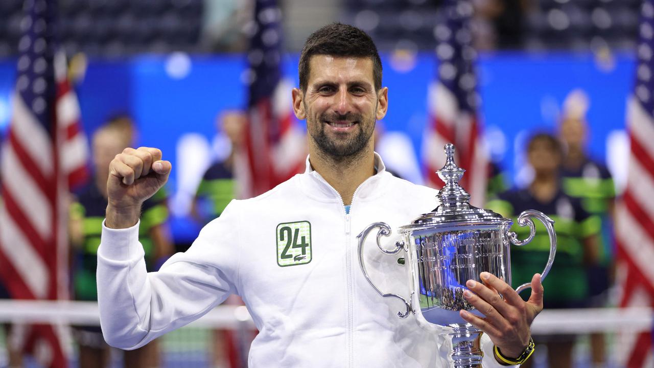 Djokovic claimed his 24th grand slam title when he defeated Daniil Medvedev in the US Open final. Picture: Clive Brunskill/Getty Images/AFP