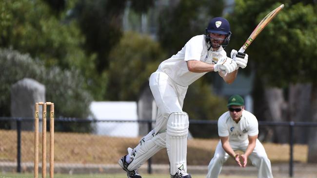 Brendan McGuninness plays one into the leg-side. Picture: James Ross/AAP