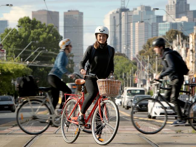 08/12/2017: Cassandra Smith cycles to work in Melbourne each day from Fitzroy North. Stuart McEvoy for The Australian.