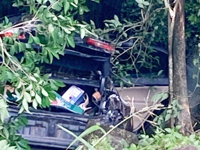 MVA: Emergency services are at the scene of a crash after a vehicle plowed 30m down the side of Cynthia Wilson Drive, East Lismore.