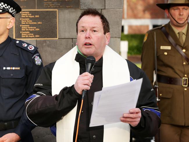 Worsnop working as a Victoria Police chaplain in 2013.