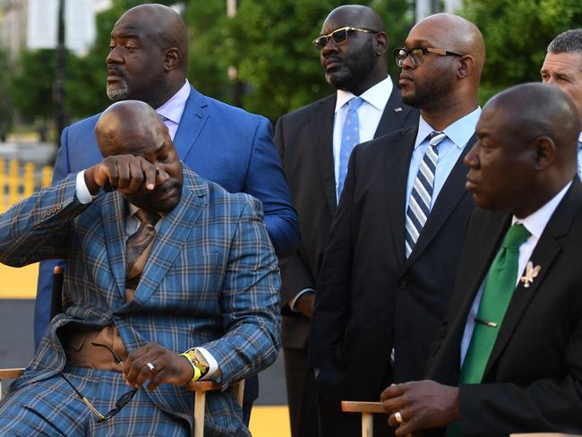 George Floyd's brother Philonise Floyd wipes his face on Black Lives Matter plaza after a meeting at the White House with US President Joe Biden in Washington, DC. Picture: AFP