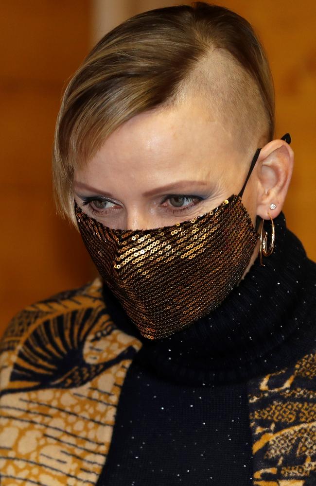 Princess Charlene opted for an edgy hairstyle. Picture: Eric Gaillard/AFP