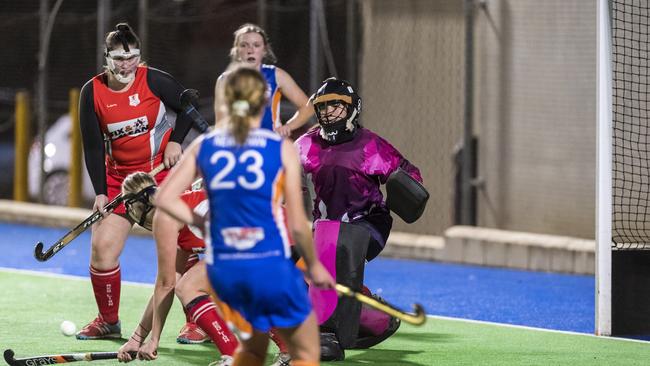 Red Lion keeper Bobbie Hamlet against Newtown. Picture: Kevin Farmer