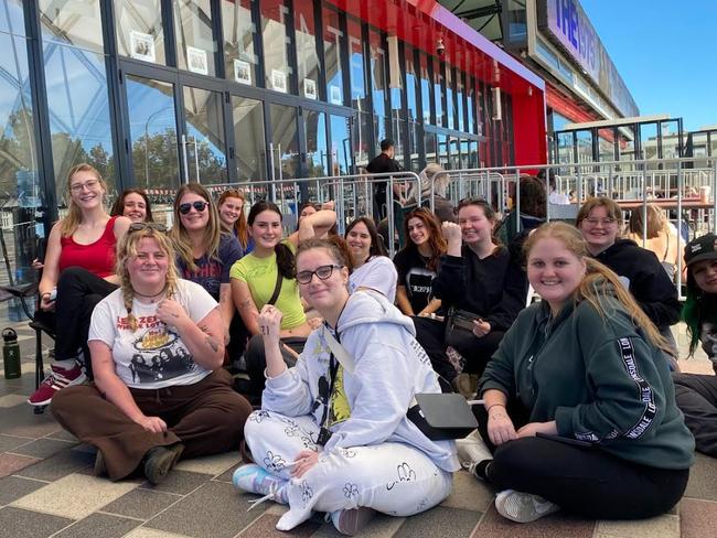 Fans of the English pop rock band, 1975 camped outside the Adelaide Entertainment Centre overnight to gain front and centre access in the mosh pit.  Picture: Douglas Smith