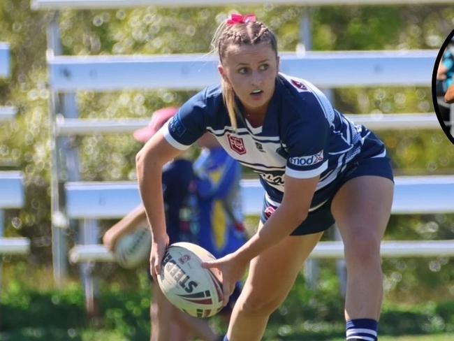 Central Queensland rugby league player Alenna Whipp is looking to follow in the footsteps of her cousin and NRLW star Emma Manzelmann (inset).