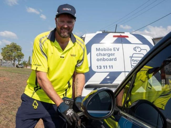 AANT technician Ian Rowe in action with the new Roadside Assistance mobile EV charging van. Picture: Supplied