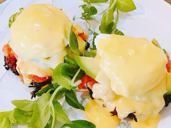 First Fruit Coffee's eggs benedict is made with Byron Bay Chook Prince eggs. 