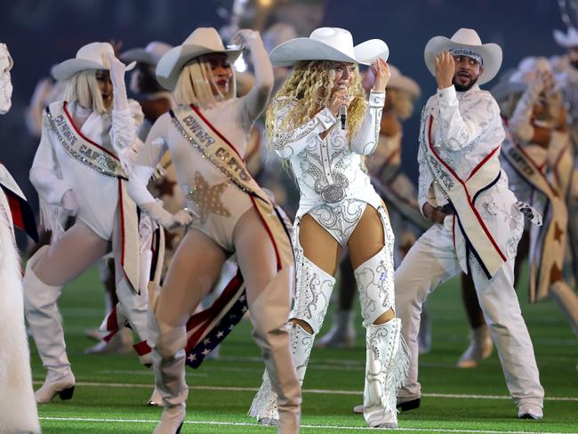 Beyoncé performs during the halftime show for the game between the Baltimore Ravens and the Houston Texans at NRG Stadium on December 25. Picture: Alex Slitz/Getty Images