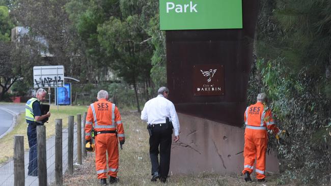 Crews in Bundoora Park. Picture: Tony Gough