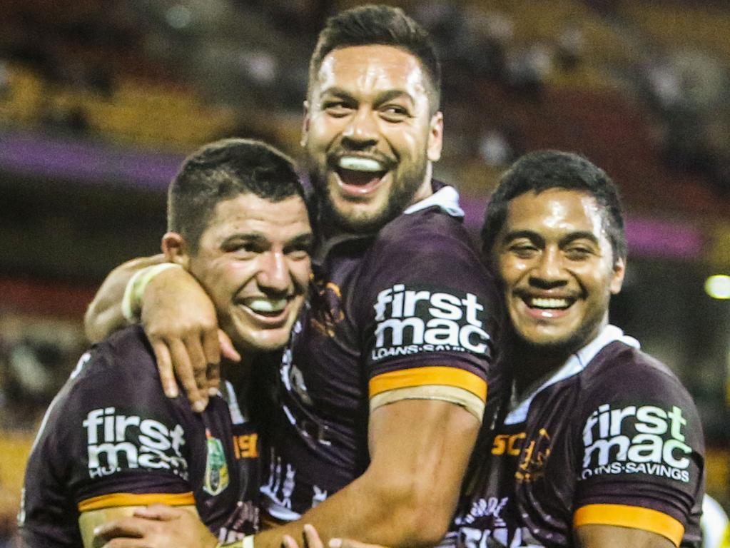 Glenn (centre) played 17 finals matches in his time with the Broncos. Picture: AAP Image/Glenn Hunt