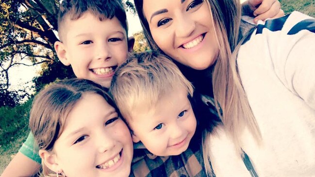 Lahni, Thor and Zavier Malone with mum Stacey Jones. Photo: Shane Malone