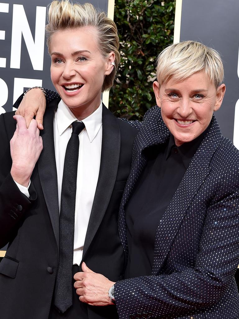 Portia de Rossi and Ellen DeGeneres at the Golden Globes in 2020. (Photo by Axelle/Bauer-Griffin/FilmMagic)