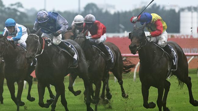 SYDNEY, AUSTRALIA - DECEMBER 07: Jay Ford riding Justela   wins Race 2 Midway during Sydney Racing at Rosehill Gardens on December 07, 2024 in Sydney, Australia. (Photo by Jeremy Ng/Getty Images)