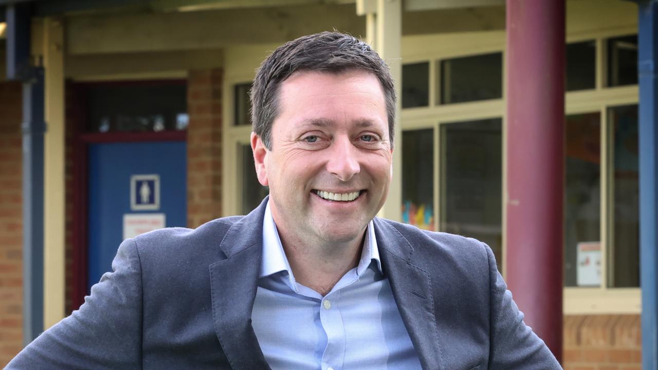 An upbeat Matthew Guy told reporters he was “quietly confident” of causing an election upset on Saturday. Picture: David Caird