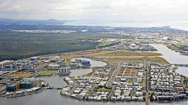 The Sunshine Coast from the air - looking north from Birtinya to Mooloolaba, Maroochydore and Coolum. Picture: Erle Levey