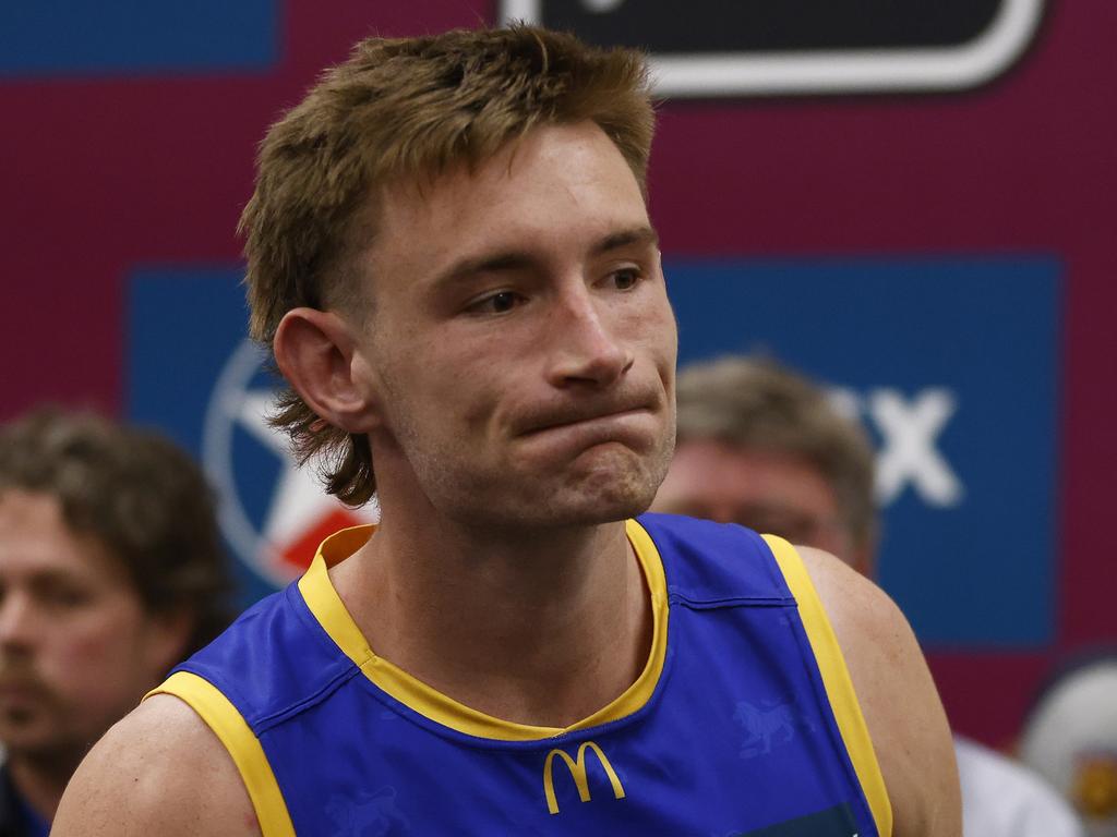 Andrews had to face the media only minutes after Brisbane’s grand final dreams were dashed by Collingwood last September. (Photo by Daniel Pockett/AFL Photos/via Getty Images)