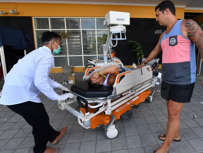 Medical professionals treated the injured. Picture: AFP