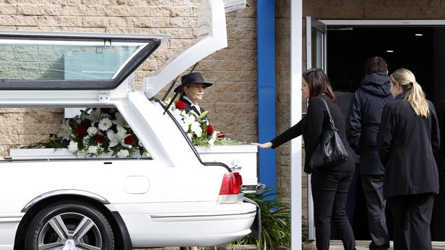 A mourner paying her respects as she arrives at the funeral service for Tyrese Bechard at HisHouse Church in Picton. Picture: Jonathan Ng