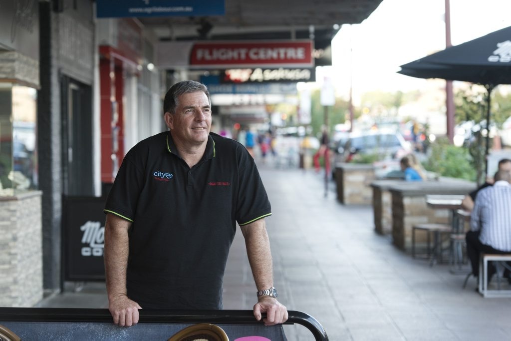 CONCERNED TRADERS: Margaret St business owners including Gary Wilson of Gelatissimo are concerned about the fate of Margaret St once QIC’s Grand Central redevelopment is complete. . Picture: Kevin Farmer