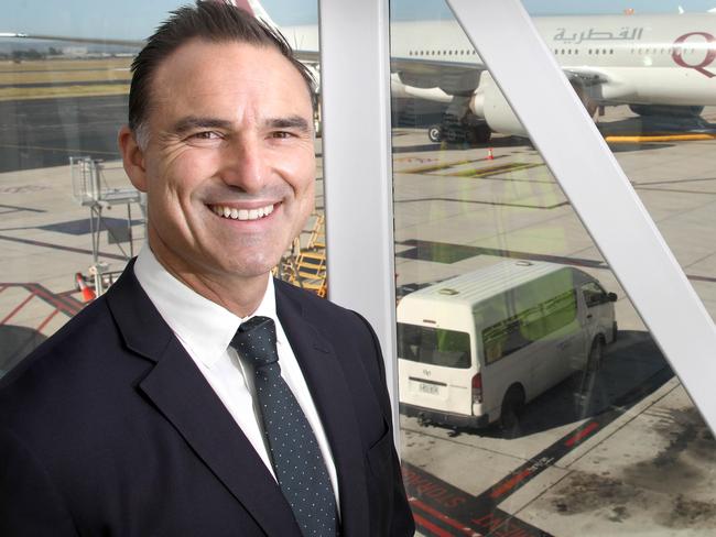 Bigger, Better feature on Adelaide Airport and improving connectivity to Adelaide. Adelaide Airport managing director Brenton Cox inside a Singapore Airlines aircraft. 4 March 2024. Picture Dean Martin