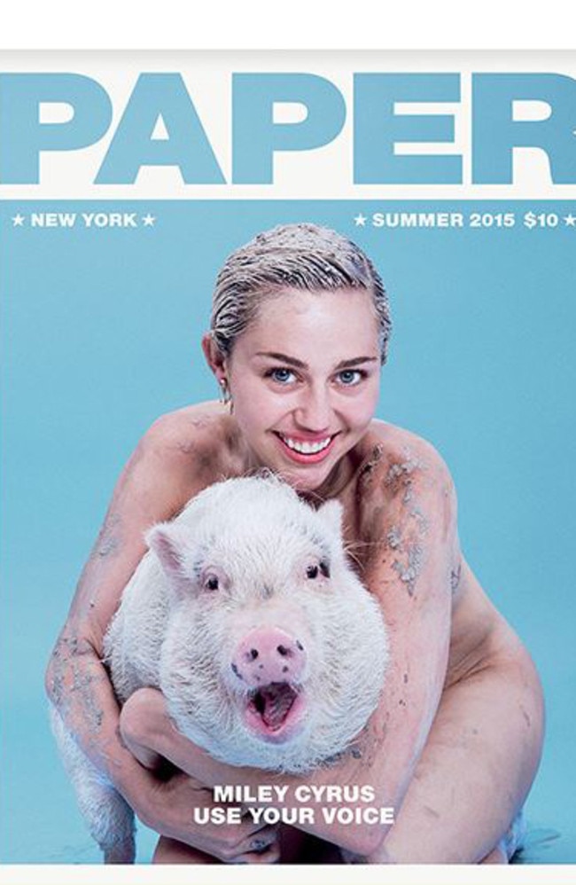 With her pet pig Bubba Sue on the cover. Picture: Paper Magazine