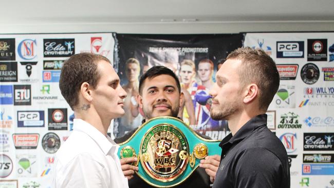 Chad Collins (left) and Steve Spark will fight for the WBC Australasia Super Lightweight title