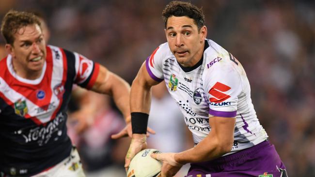 Billy Slater in action during the 2018 NRL Grand Final. Picture: Dean Lewins