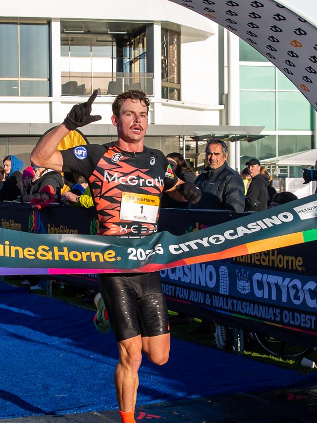 James Hansen wins first place in the 12km race at the City to Casino on Sunday 18th May 2025. Picture: Linda Higginson