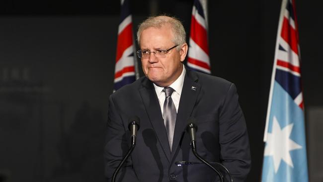 Prime Minister Scott Morrison says all Australians will have a vaccine if it proves safe. Picture: AAP Image/Lukas Coch/Pool