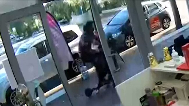 The grandmother was knocked to the ground within seconds of walking out of the salon. Picture: 7 News