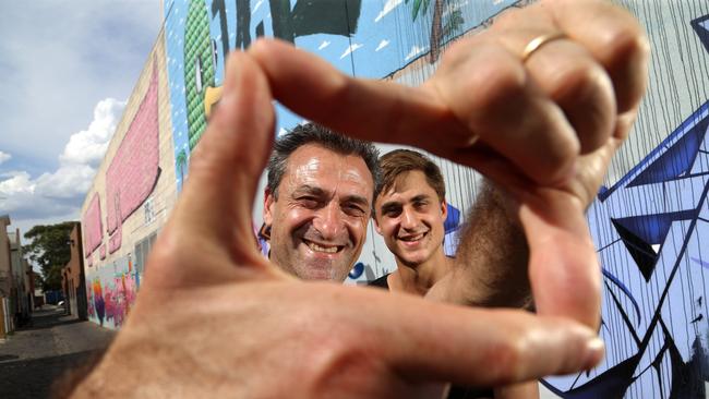 Eddie Tamir and son Benji announced the plans for a cinema in Brunswick in 2017. Picture: Hamish Blair